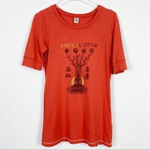 LUCKY BRAND PeaceOnEarth Fitted Cotton Graphic T M